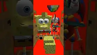 Door Leads To Pedro Pedro raccoon 🦝 VS  Pomni 🤡 and SpongeBob 🧽 #shorts #minecraft