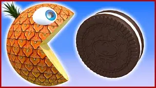 Pacman Pineapple Kid in Ice Age finds Wild Animals and Rolls around Snow on Sleigh