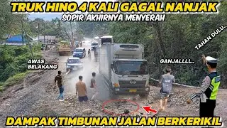 Full of Struggle Still Failed || Hino Truck Fails to Climb in Batu Jomba Many Times