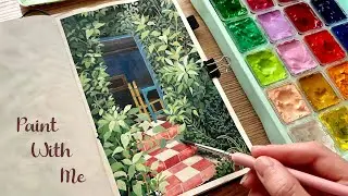 Painting Cute Cottage With Jelly Gouache / Paint With Me 🌿