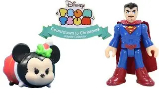 Disney Tsum Tsum Advent Calendar the first Six Days of Christmas! Superman & Santa help Minnie!