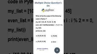 Multiple Choice Questions on Python ( python for beginners Short - 10)