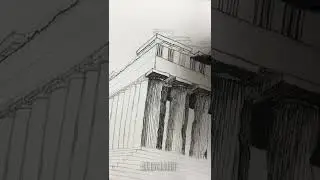 The Process of Drawing The Parthenon Greek Temple 