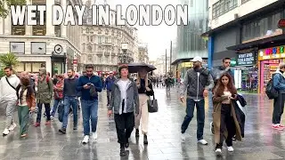 A Wet day in London | London rain walk, October 2022 [4K]