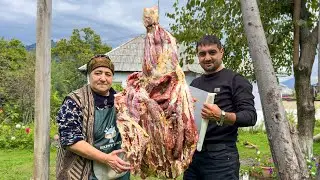 INDULGE IN THE DELIGHTFUL TASTE OF AZERBAIJANI VILLAGE FAMILY: COOKING A 30 KG COW LEG IN A TANDOORI