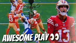 49ers Brock Purdy shows amazing patience to deliver dime to Brandon Aiyuk while Aaron Donald looms