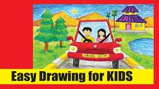 Easy Drawing for KIDS / Scenery drawing / Easy scenery drawing / Human Figure drawing / Car drawing