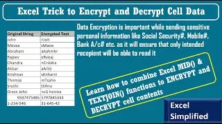 Learn how to Encrypt and Decrypt Excel Cell Data using MID() and TEXTJOIN() Functions