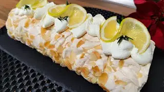 🎯 Dessert for New Year / Christmas. Meringue roll with citrus cream. Detailed recipe