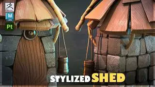 Stylized Shed 3D model in Maya 2025, Zbrush, and Substance Painter