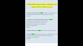 Florida Public Adjuster State Test 2023 Questions and Answers Verified Answers