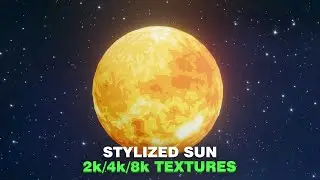 Stylized Sun 3D Model 2k 4k 8k Textures