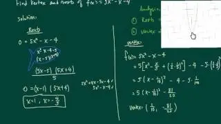 Graphing polynomial equations and identifying vertex and roots