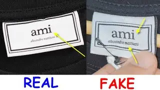 Real vs fake Ami Paris shirt. How to spot fake Alexandre Mattiusi tee shirt