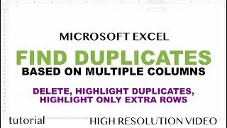 Excel - Find Duplicate Rows Based on Multiple Columns