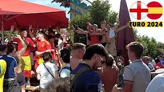 CRAZY ENGLISH & SPANISH FANS PARTY IN BERLIN EURO 2024