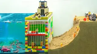 Lego Dam Breach Experiment - NEW LEGO Castle Wall with Prison Inside - Lego City Prison Break Fail