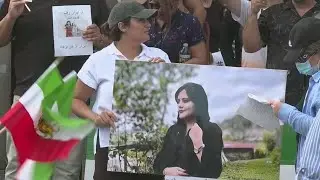 Women, life, freedom: Protesters outside CNN outraged over death of Mahsa Amini