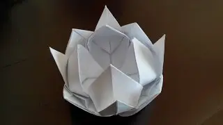 Цветок лотоса оригами, 12 лепестков, (Вариант 2); The lotus flower origami, 12 petals, (Option 2)