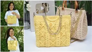 A handbag with a Bow pattern Crocheting a beautiful pattern together Crochet Master class