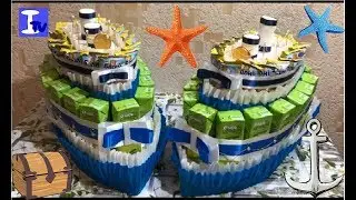 Торт Корабль из сладостей в детский сад/школу Cake Ship from sweets to kindergarten / school