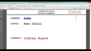 Countries List with its Capital & Currency | Dynamic PDF File | SSC GK