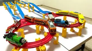 10 Thomas the Tank Engine & 10 JR Trains ☆ Fun Race (Plarail Course)