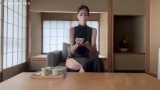 4K 원피스 입고 티 마시기 Black Dress in Japan