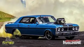 SUPERCHARGED XY FALCON "WIDE OPEN" BURNOUT QUALIFYER AT MOTORVATION 37