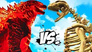 GODZILLA FIRE VS SKELETON GODZILLA - MONSTER BATTLE