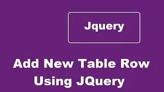 Add New Table Row Using JQuery