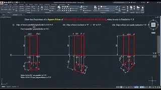 Projections of a Square Prism - Axis Parallel to V.P. using AutoCAD