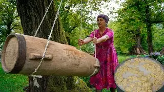 Traditional Butter Making in the Village! - How to make homemade butter and okroshka?