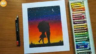 Romantic Couple Drawing Scenery / Tutorial for Beginners