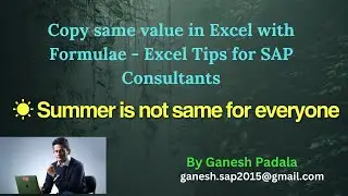 Copy same value in Excel with Formulae - Excel Tips for SAP Consultants