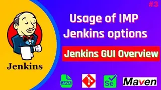 Jenkins GUI Overview | Manage Jenkins| Manage Plugins | Configure Jenkins job | Create Views , Users