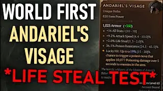 WORLD FIRST ANDARIEL'S VISAGE IN DIABLO 4! *FIRST EVER LIFE STEAL TESTING IN DIABLO 4*