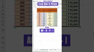 How to Convert Excel Data to Picture in Excel || Convert Picture to Excel👍⌛🔥 | #spreadsheet #shorts