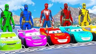 SPIDERMAN & COLORS DEADPOOL Team Race Challenge with Supercars competition #3 (Funny Contest) #996