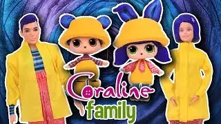 ☂️ The CORALINE Family with custom BARBIE, KEN & LOL Surprise Dolls! Toy Transformations