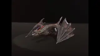 Realistic Black Wyvern Animated 3d Model [Turntable]