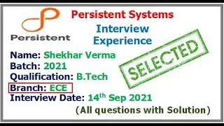 Persistent Systems Interview Experience for ECE candidates, All the Questions with solution!