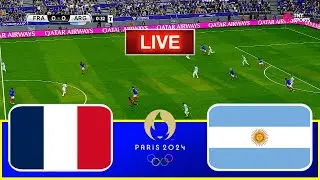 FRANCE vs ARGENTINA - Paris Olympic Games 2024 || Quarter-Final || Live Football Match | PES 21