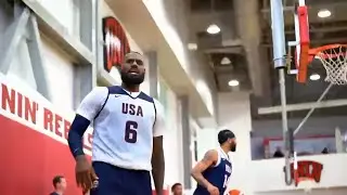 LeBron James & Anthony Davis at Team USA Olympics Practice Day 1