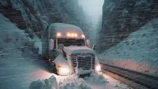 Deep Sleep with Blizzard, Snowstorm and Wind Sounds - Truck Trapped in Darkstone Canyon