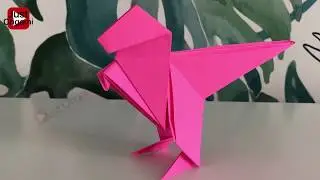 Динозавр оригами, Origami Dino. Простая фигурка из бумаги с подробным описанием на русском языке.