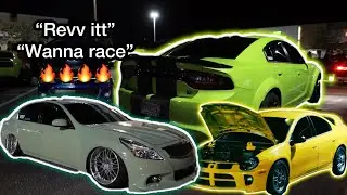 We pulled up to a legal car meet 🥶, mustang revving 🔥, friendly race 🏎️💨