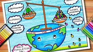 World Population Day Easy Drawing | World Population Day Poster | World Population Day Chart