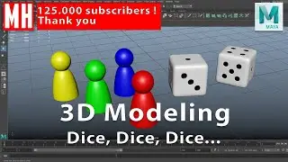 3D Modeling a set of Dice and Pegs in Autodesk Maya 2020 for a board game