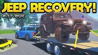 Rescuing a STUCK JEEP with my TRAILER in Roblox!